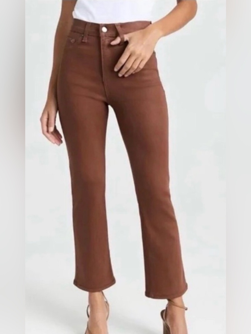 NWT Pistola Lennon Crop Bootcut Jeans in Coated Cognac Size 27